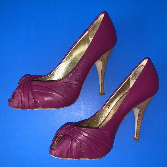 GIUSEPPE ZANOTTI DESIGN Purple Leather Peep Toe Pump Shoes Sz 6 - Picture 2 of 5